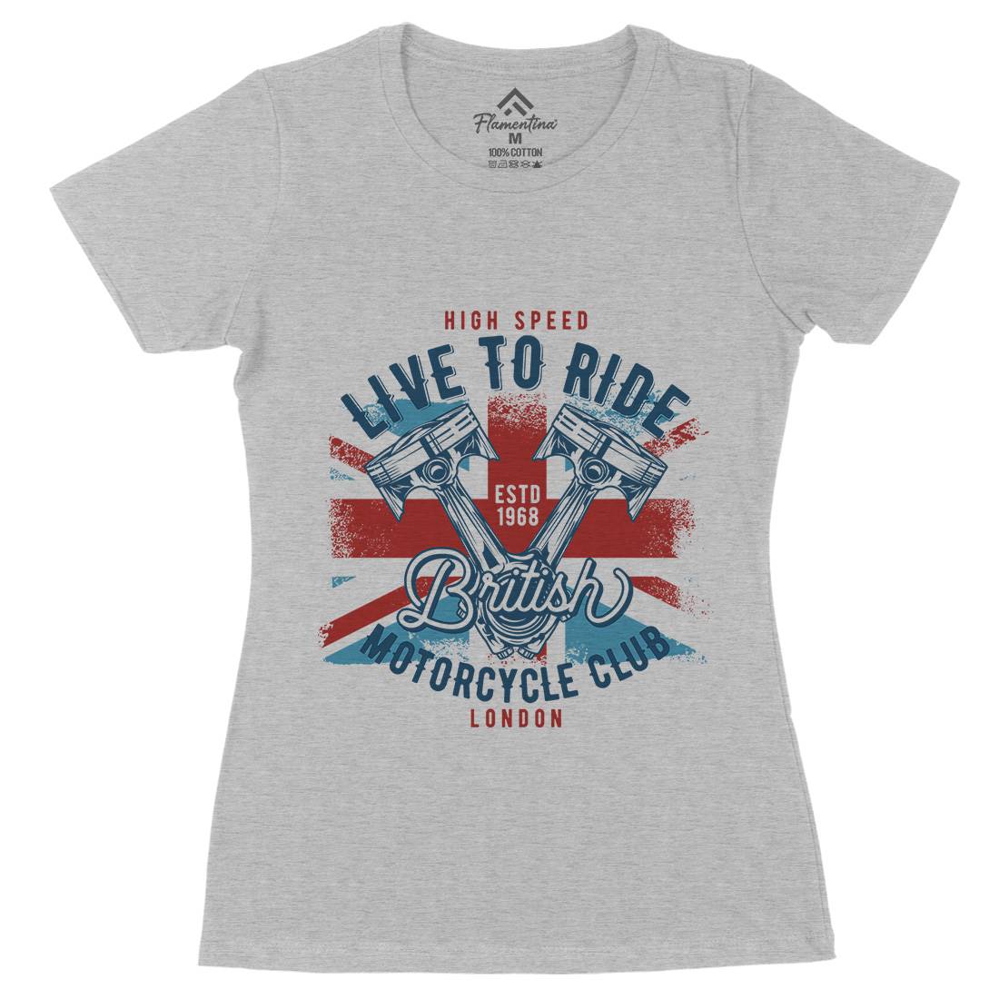 Live To Ride Womens Organic Crew Neck T-Shirt Motorcycles B837