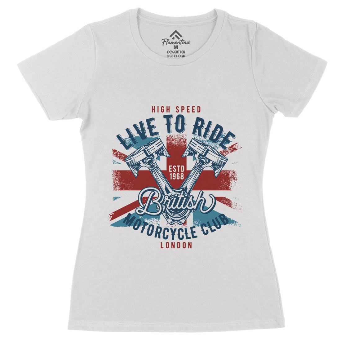 Live To Ride Womens Organic Crew Neck T-Shirt Motorcycles B837