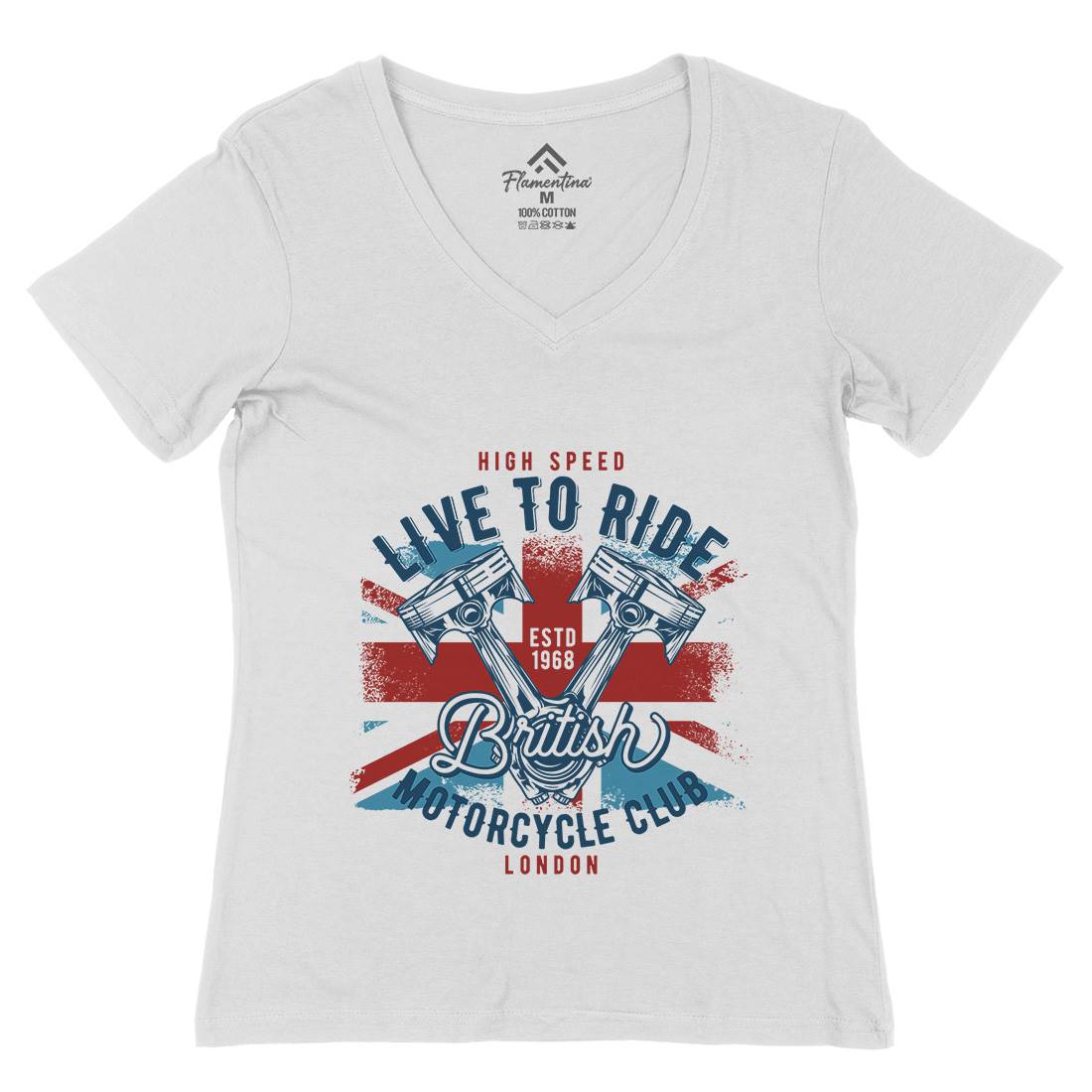 Live To Ride Womens Organic V-Neck T-Shirt Motorcycles B837