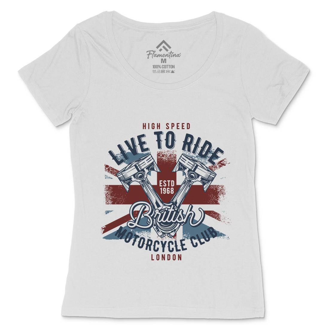Live To Ride Womens Scoop Neck T-Shirt Motorcycles B837