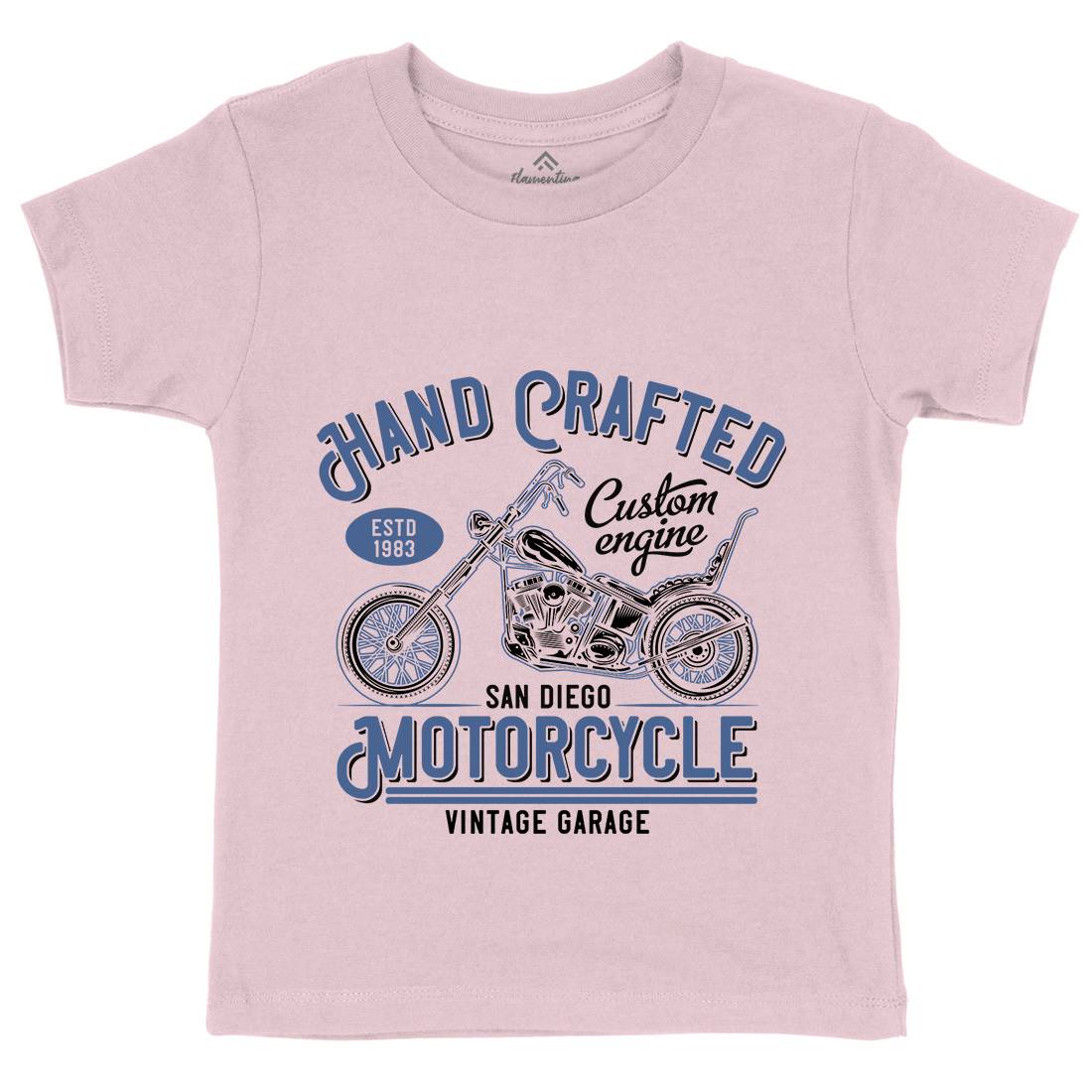 Hand Crafted Kids Organic Crew Neck T-Shirt Motorcycles B838