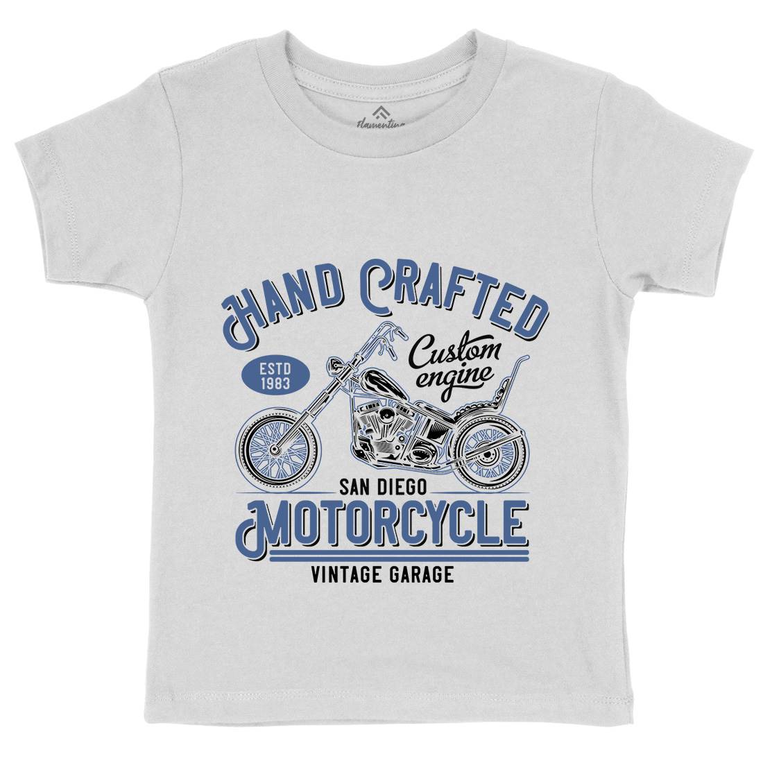 Hand Crafted Kids Organic Crew Neck T-Shirt Motorcycles B838