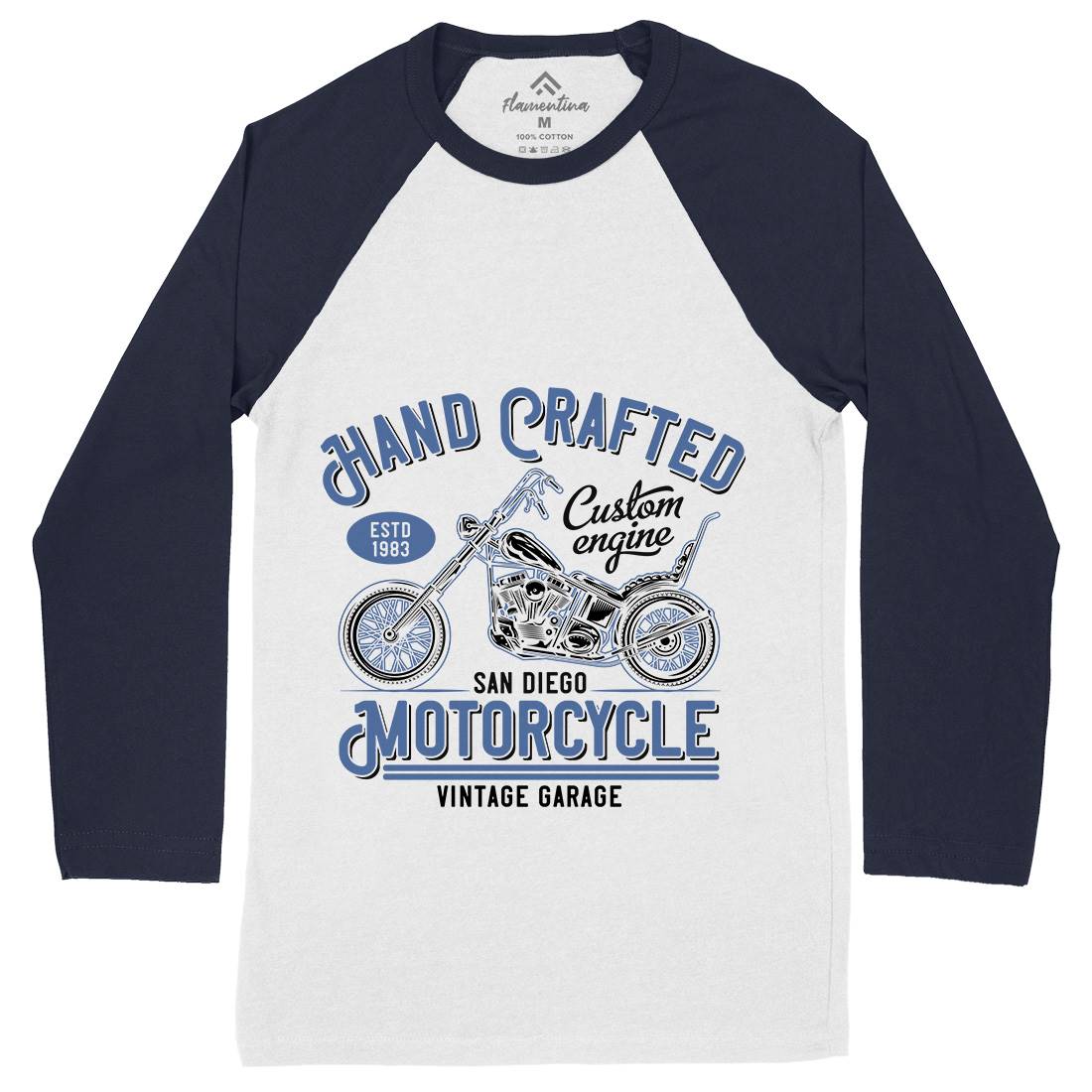 Hand Crafted Mens Long Sleeve Baseball T-Shirt Motorcycles B838