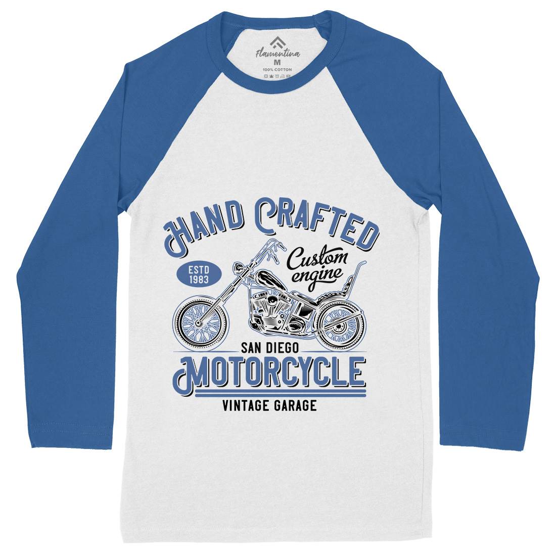 Hand Crafted Mens Long Sleeve Baseball T-Shirt Motorcycles B838