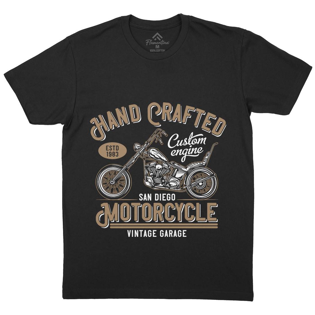 Hand Crafted Mens Organic Crew Neck T-Shirt Motorcycles B838