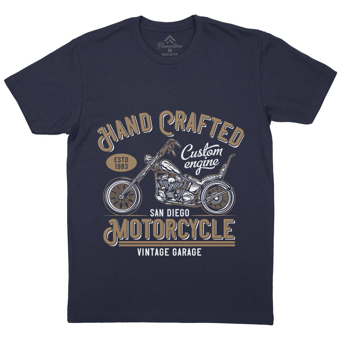 Hand Crafted Mens Organic Crew Neck T-Shirt Motorcycles B838