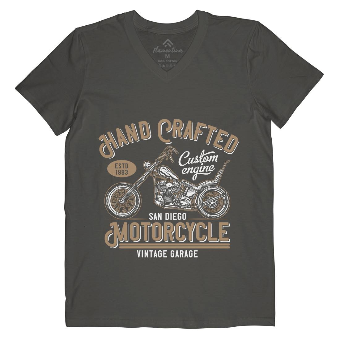 Hand Crafted Mens V-Neck T-Shirt Motorcycles B838