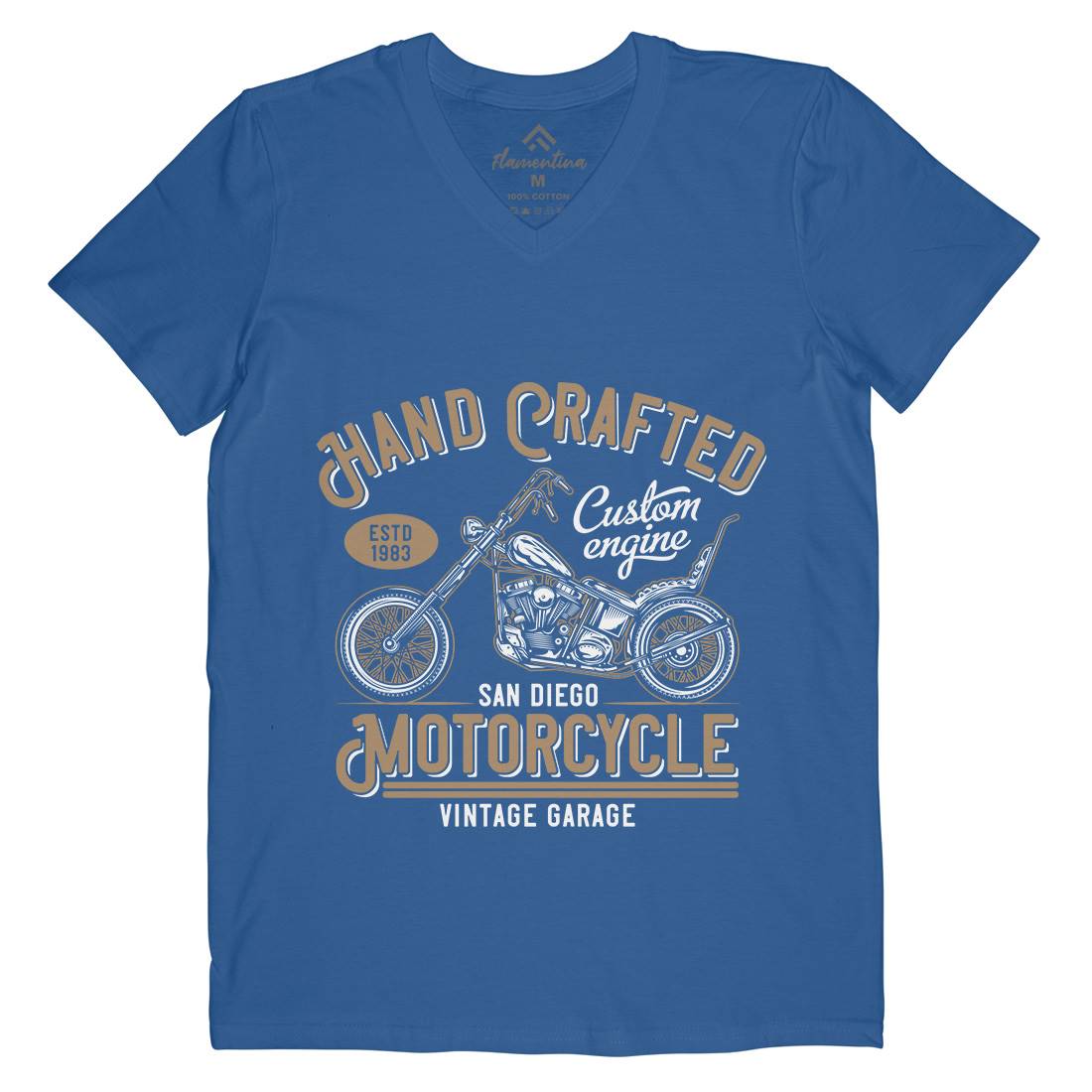 Hand Crafted Mens V-Neck T-Shirt Motorcycles B838