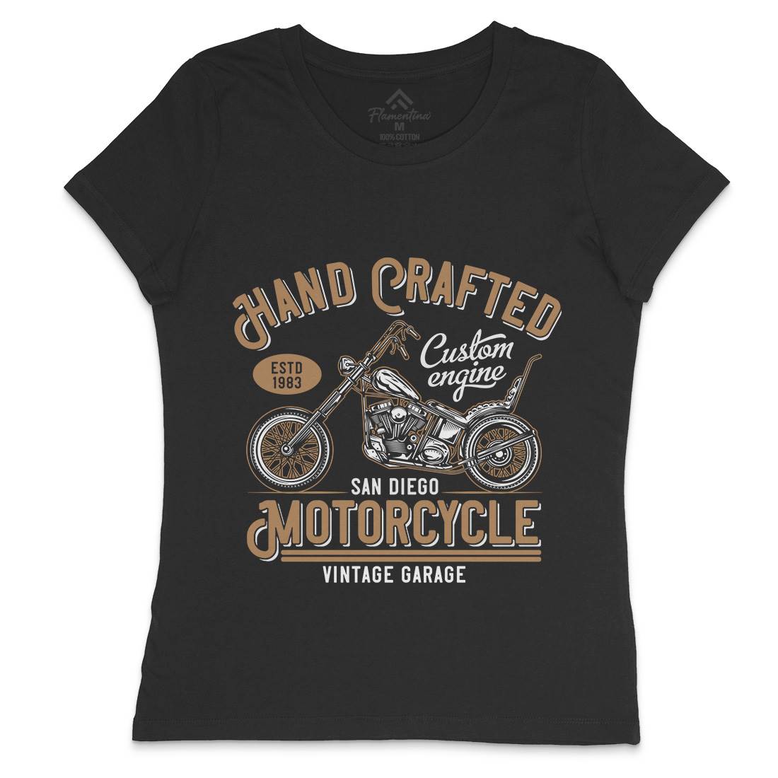 Hand Crafted Womens Crew Neck T-Shirt Motorcycles B838