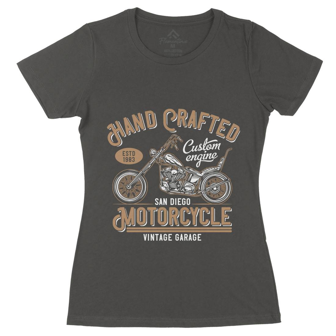 Hand Crafted Womens Organic Crew Neck T-Shirt Motorcycles B838