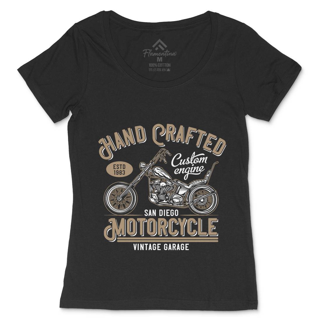 Hand Crafted Womens Scoop Neck T-Shirt Motorcycles B838