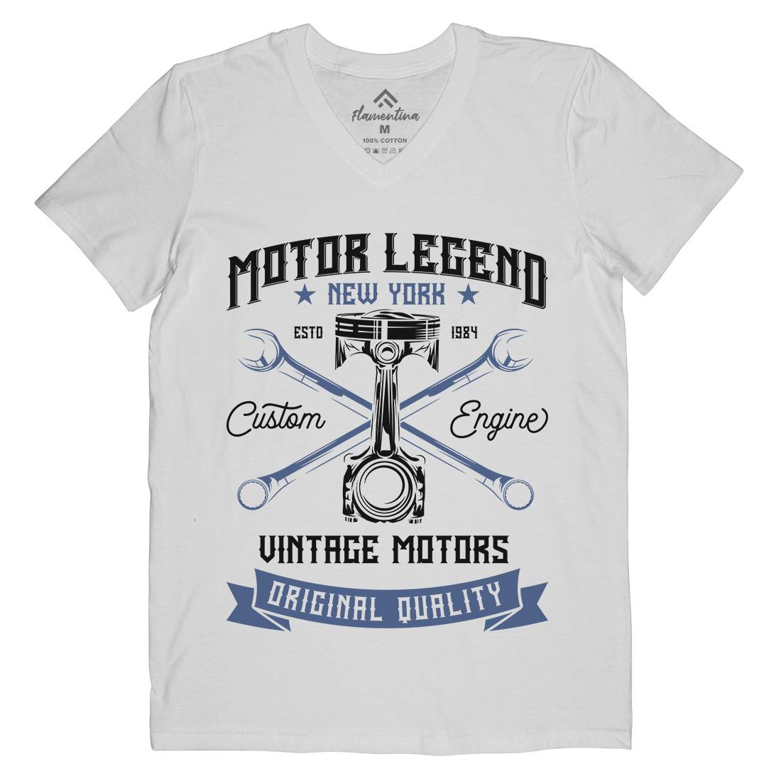 Motor Legend Helmet Mens Organic V-Neck T-Shirt Motorcycles B839