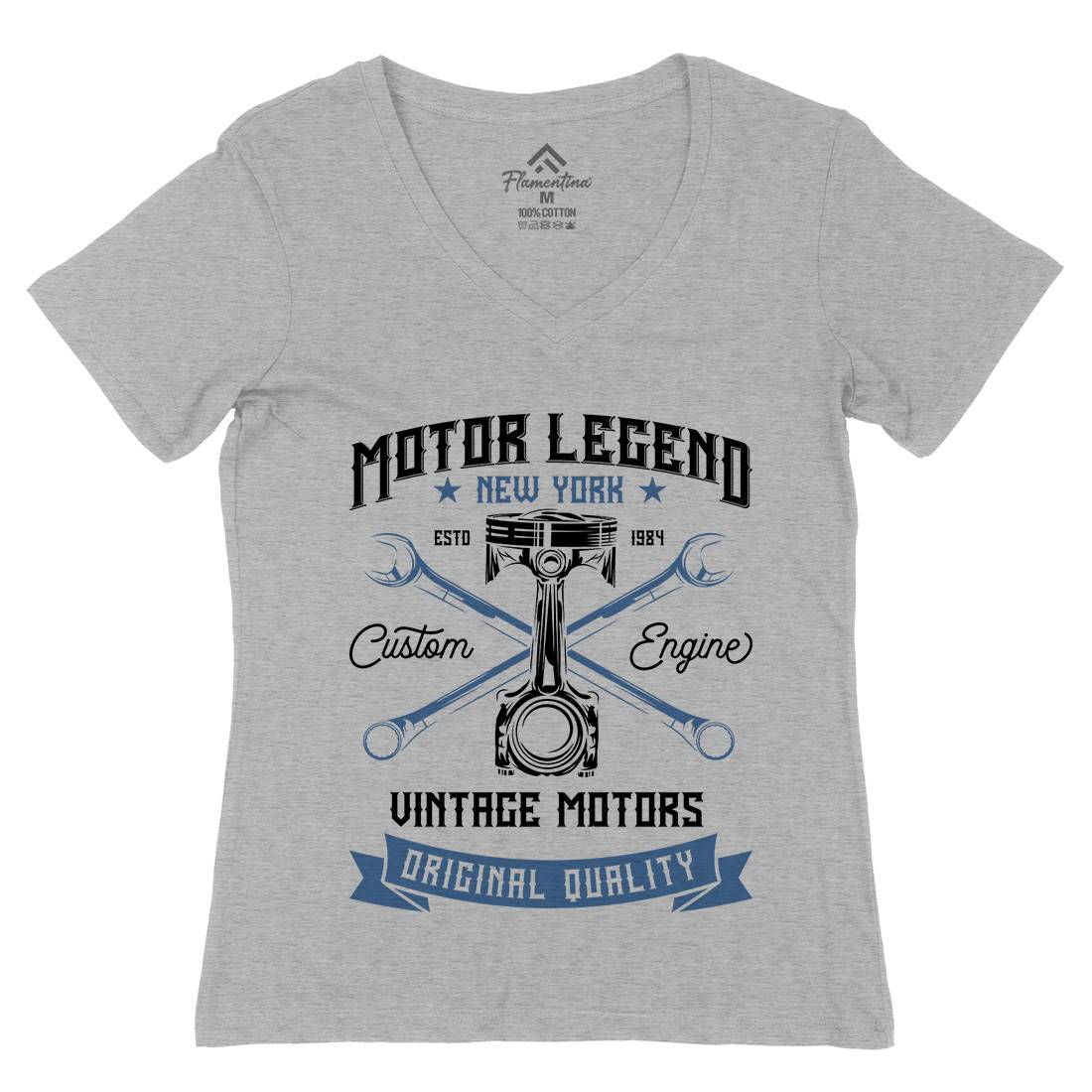 Motor Legend Helmet Womens Organic V-Neck T-Shirt Motorcycles B839