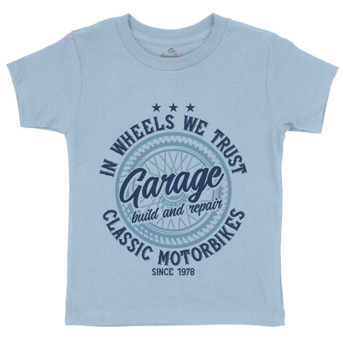 Wheels Kids Organic Crew Neck T-Shirt Motorcycles B841