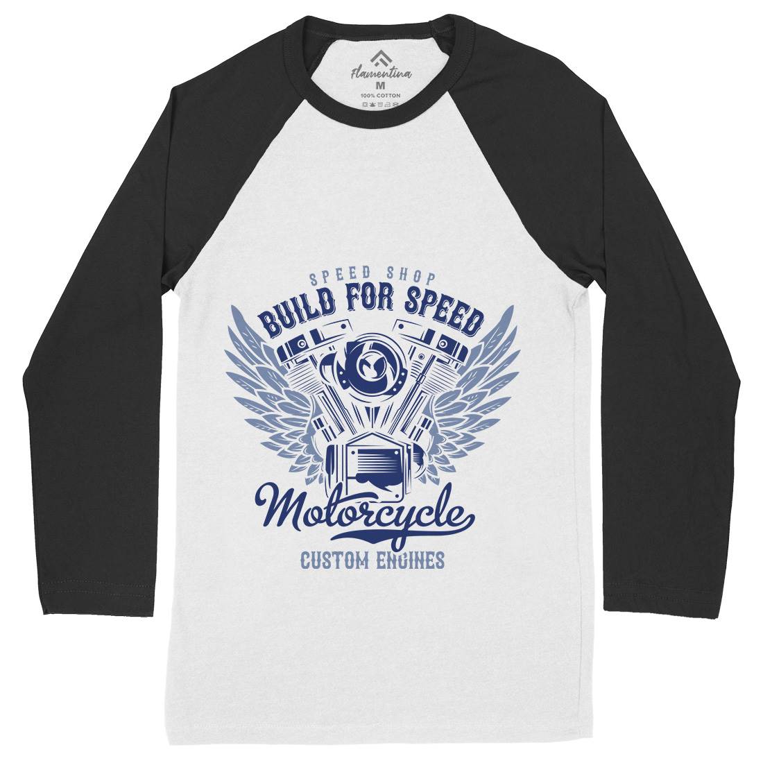 Build For Speed Mens Long Sleeve Baseball T-Shirt Motorcycles B842