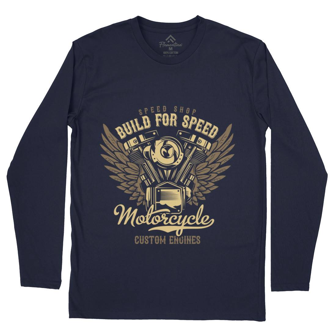 Build For Speed Mens Long Sleeve T-Shirt Motorcycles B842