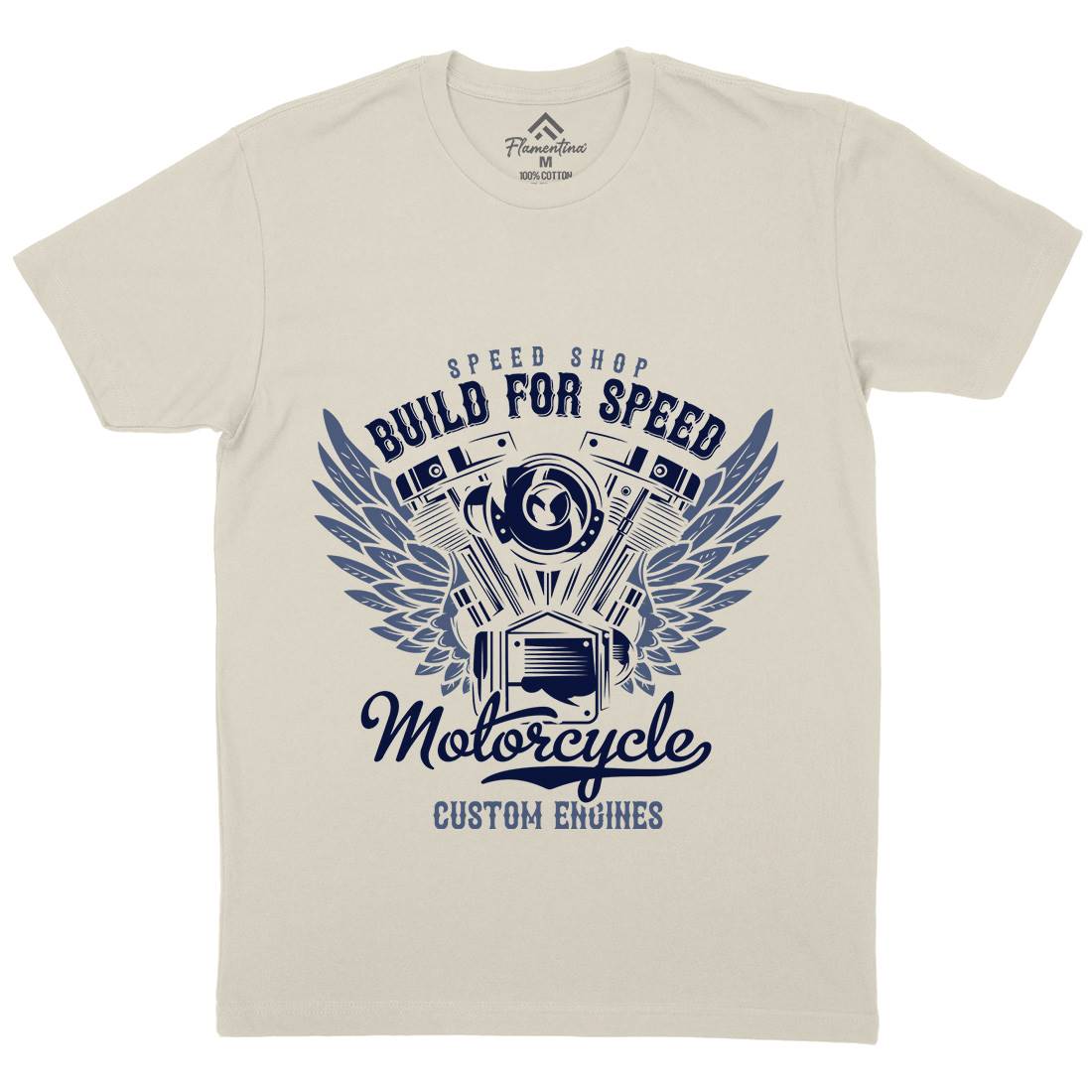 Build For Speed Mens Organic Crew Neck T-Shirt Motorcycles B842