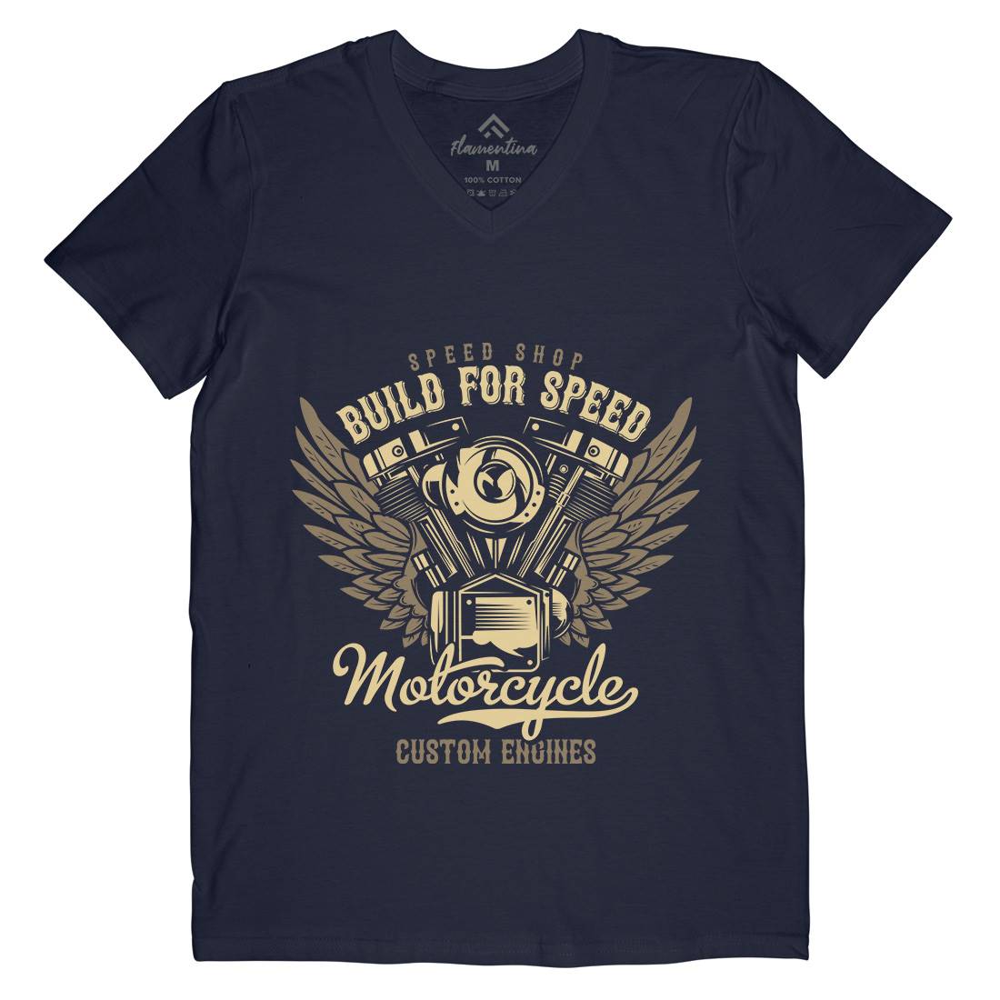 Build For Speed Mens Organic V-Neck T-Shirt Motorcycles B842