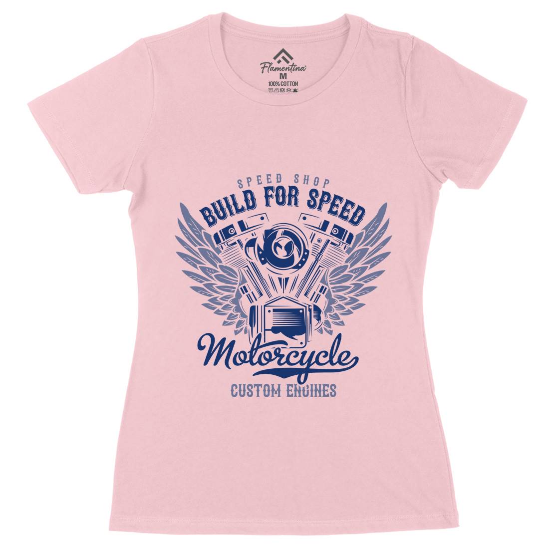 Build For Speed Womens Organic Crew Neck T-Shirt Motorcycles B842