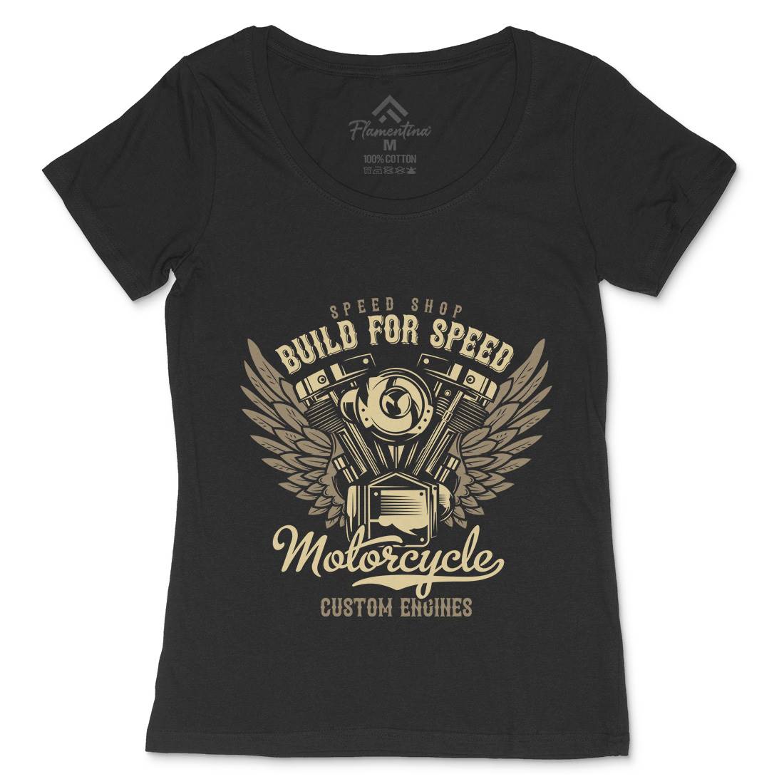 Build For Speed Womens Scoop Neck T-Shirt Motorcycles B842