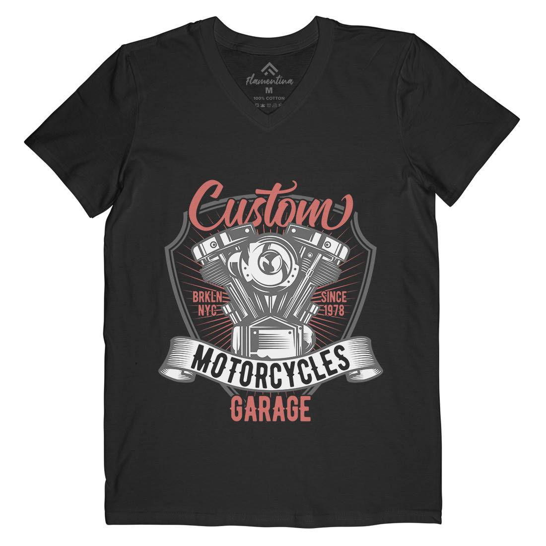 Custom Mens Organic V-Neck T-Shirt Motorcycles B843