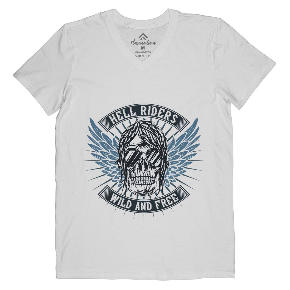 Hell Motors Mens Organic V-Neck T-Shirt Motorcycles B845