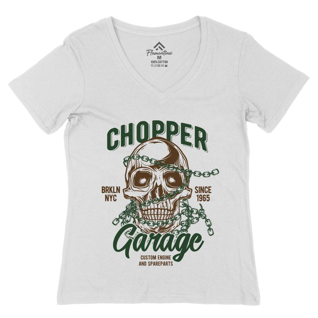 Chopper Womens Organic V-Neck T-Shirt Motorcycles B846