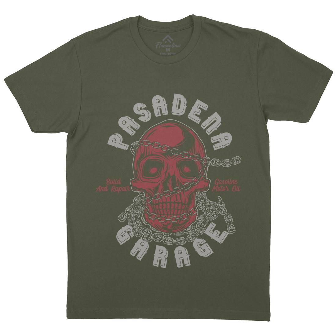 Pasadena Mens Organic Crew Neck T-Shirt Motorcycles B847