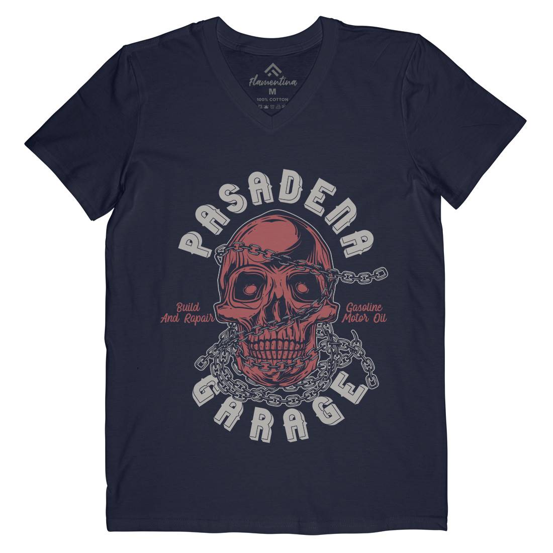Pasadena Mens Organic V-Neck T-Shirt Motorcycles B847