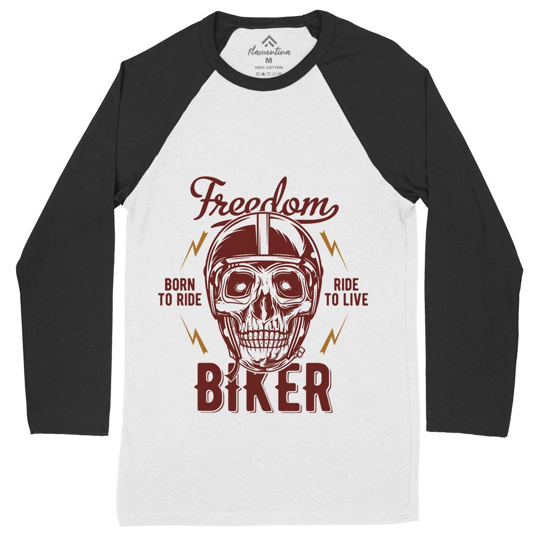 Freedom Biker Mens Long Sleeve Baseball T-Shirt Motorcycles B848