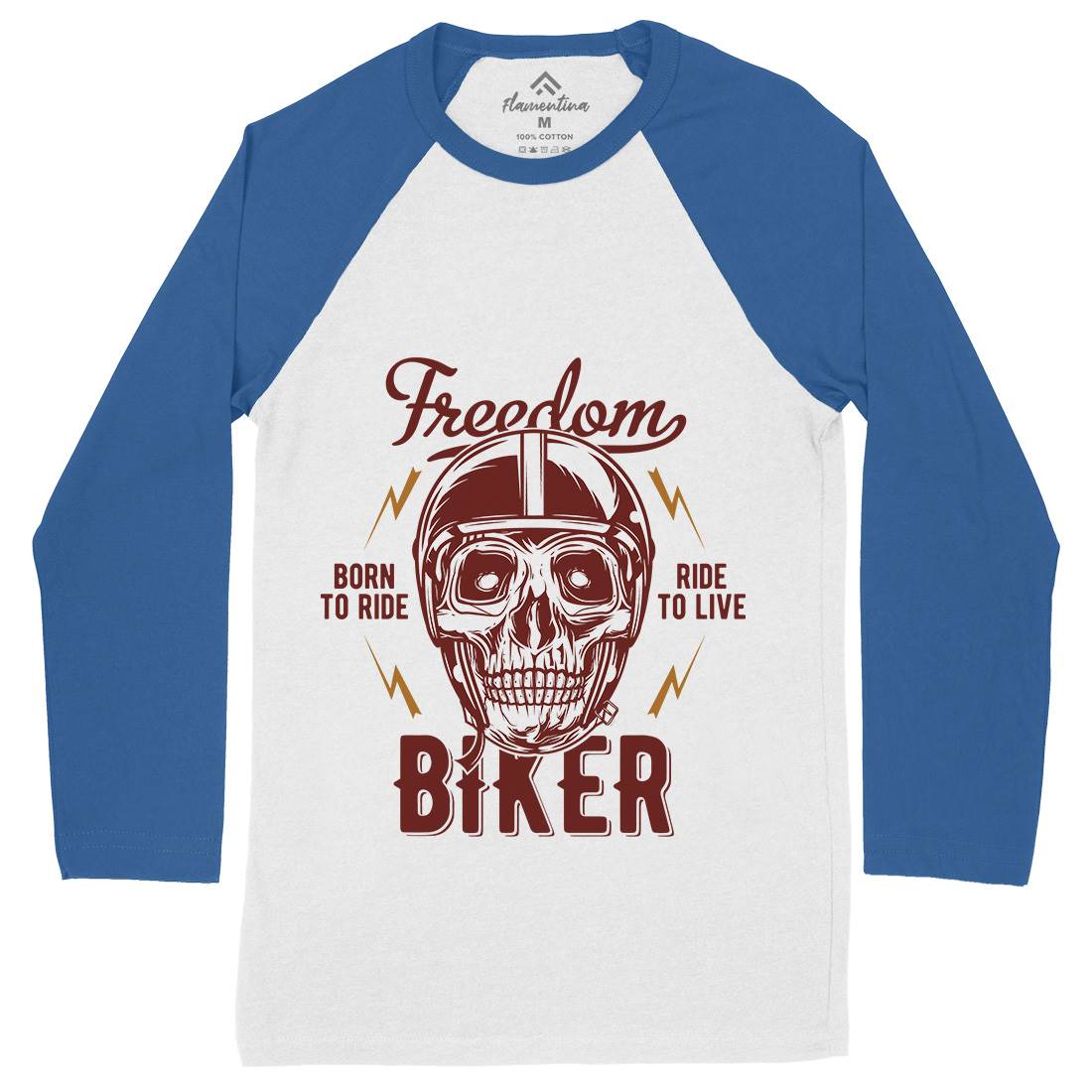 Freedom Biker Mens Long Sleeve Baseball T-Shirt Motorcycles B848