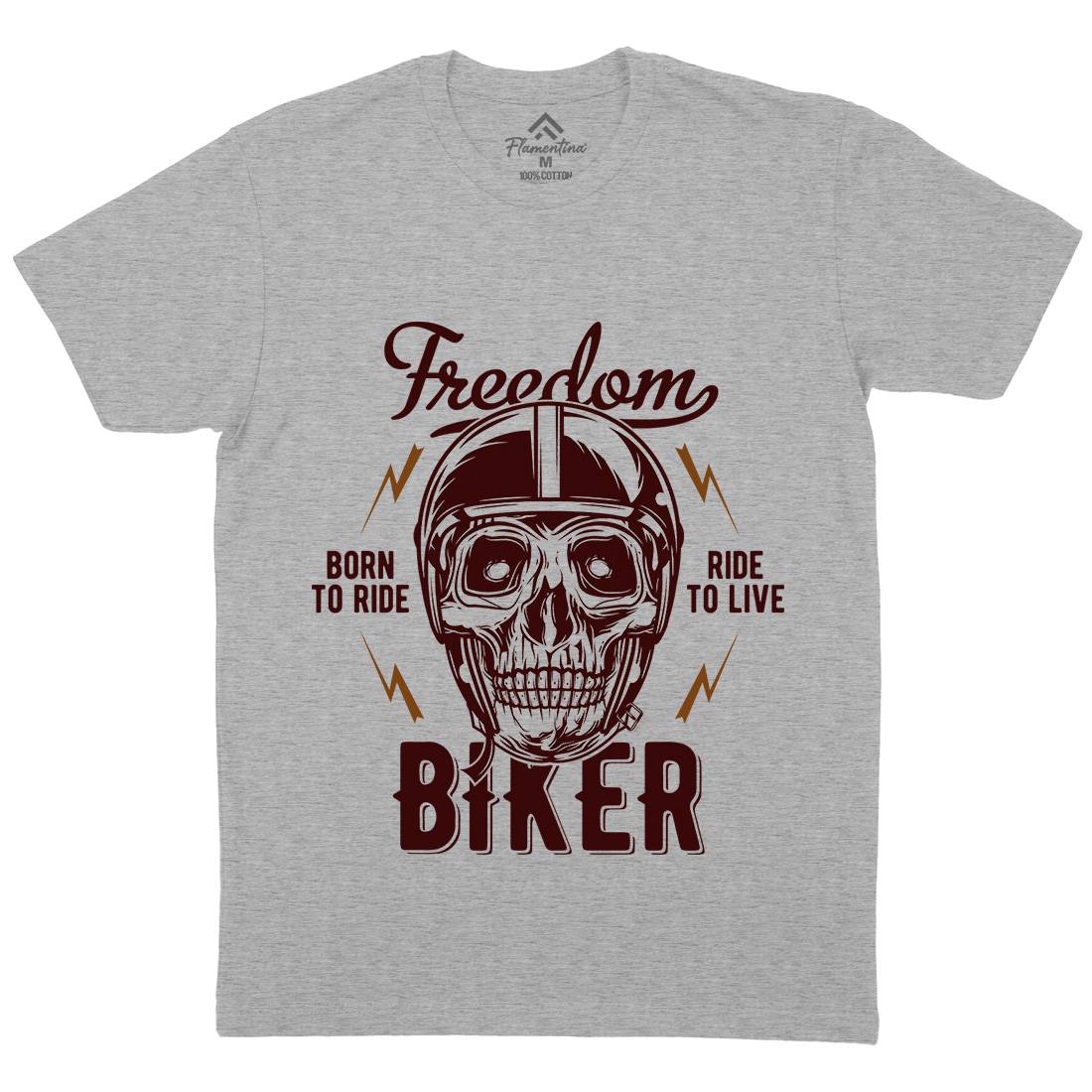 Freedom Biker Mens Organic Crew Neck T-Shirt Motorcycles B848