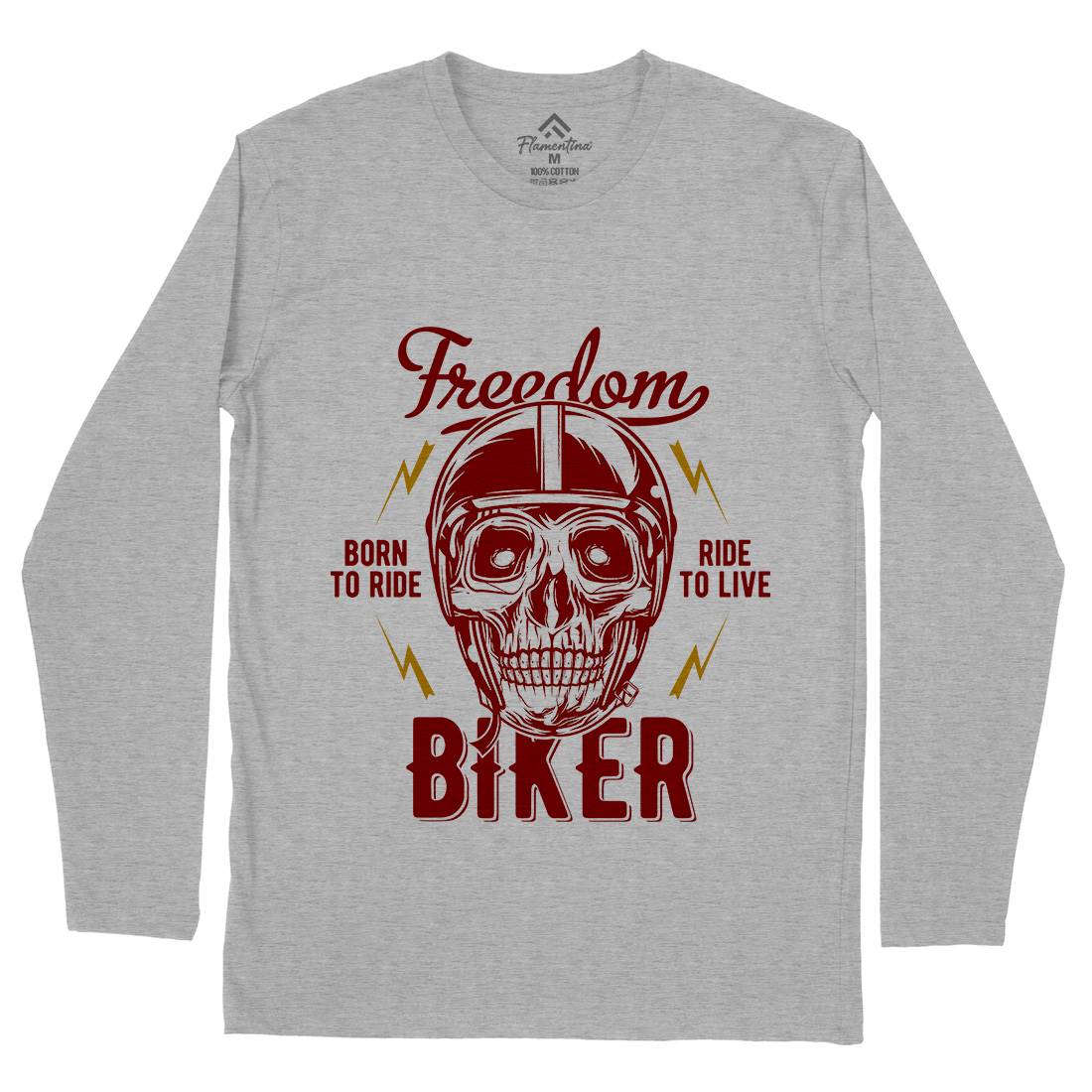 Freedom Biker Mens Long Sleeve T-Shirt Motorcycles B848