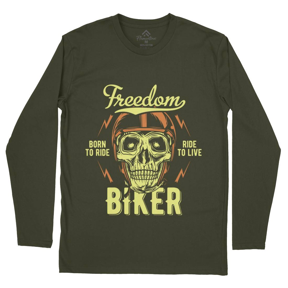 Freedom Biker Mens Long Sleeve T-Shirt Motorcycles B848