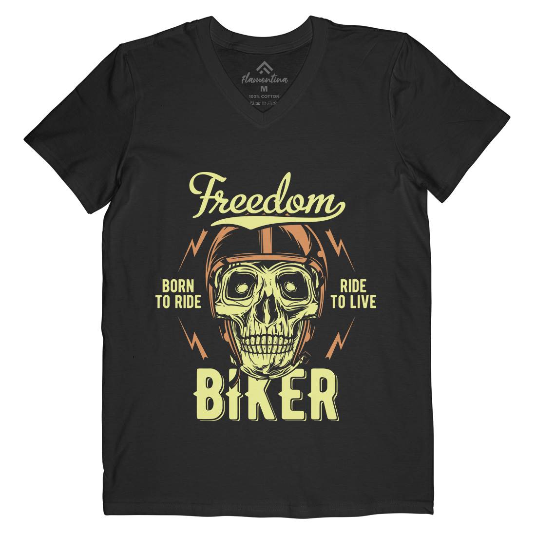 Freedom Biker Mens Organic V-Neck T-Shirt Motorcycles B848