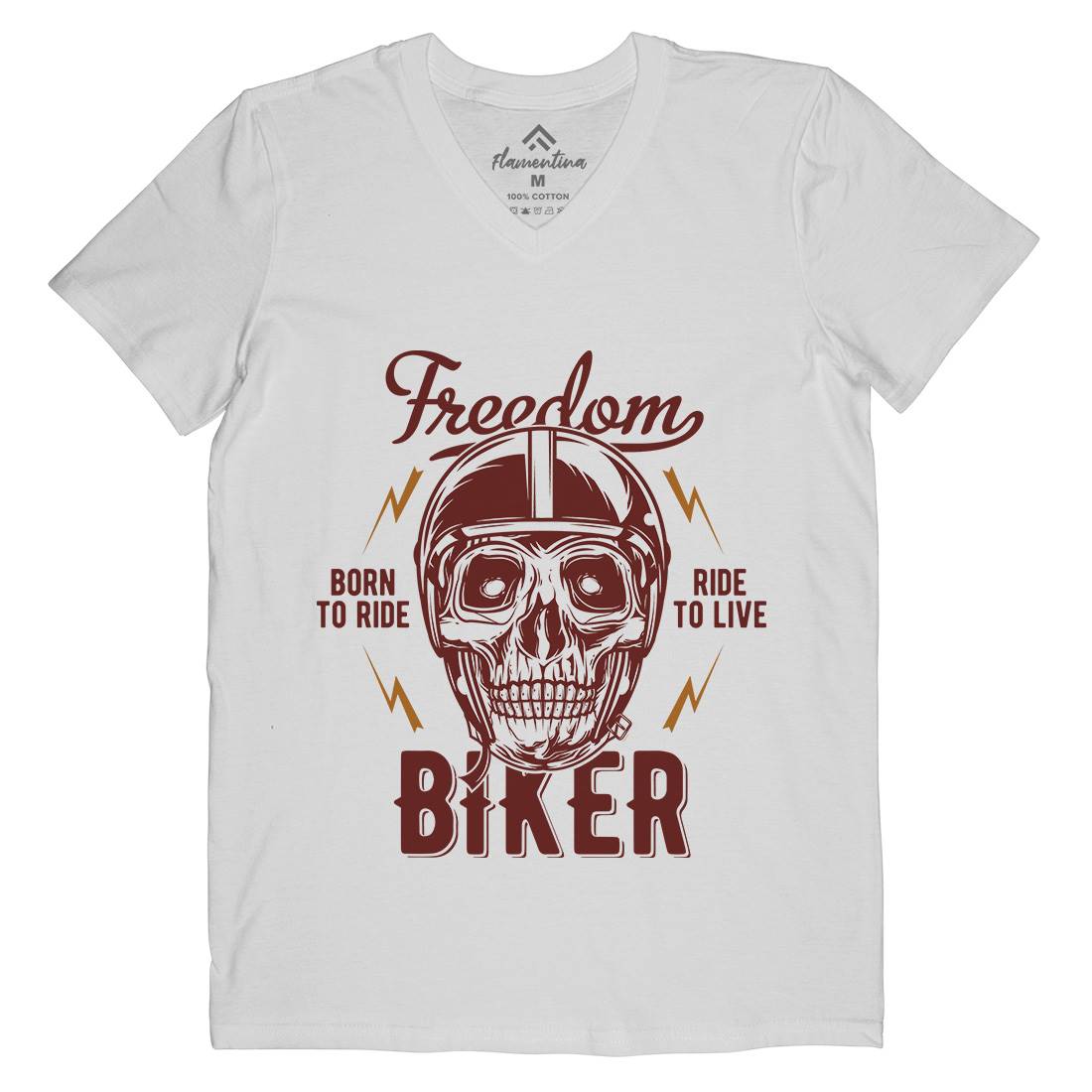 Freedom Biker Mens V-Neck T-Shirt Motorcycles B848