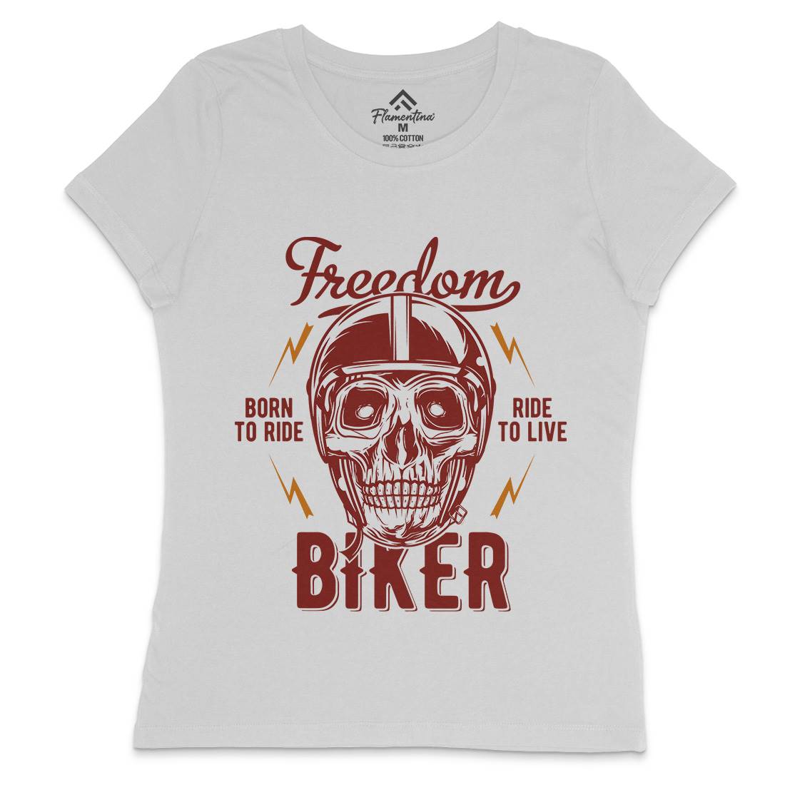 Freedom Biker Womens Crew Neck T-Shirt Motorcycles B848