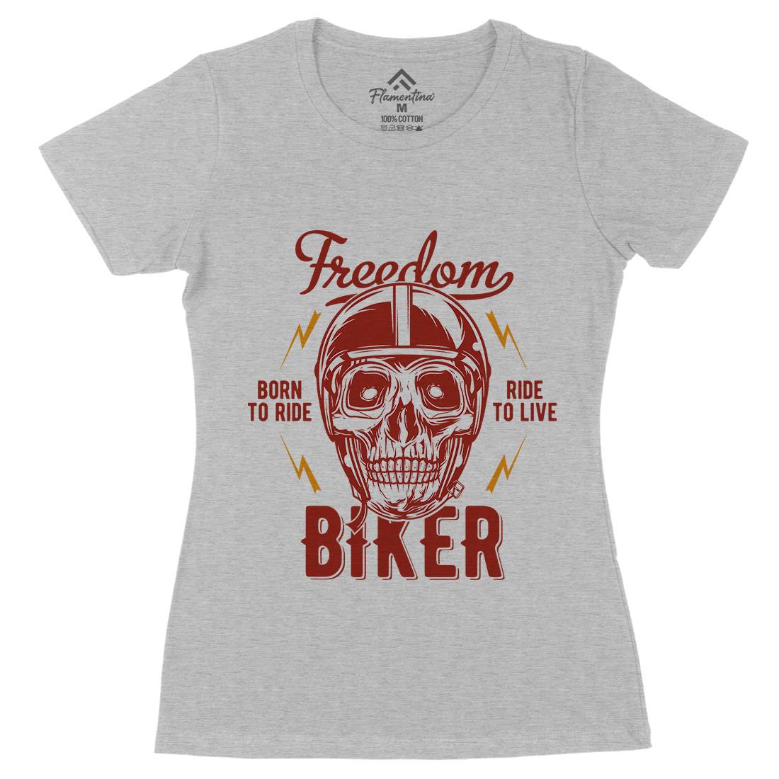 Freedom Biker Womens Organic Crew Neck T-Shirt Motorcycles B848