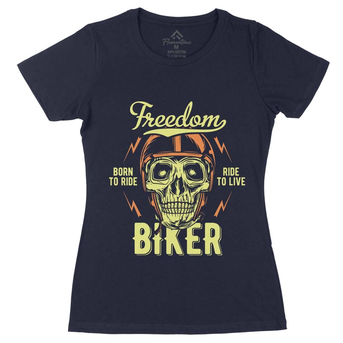 Freedom Biker Womens Organic Crew Neck T-Shirt Motorcycles B848