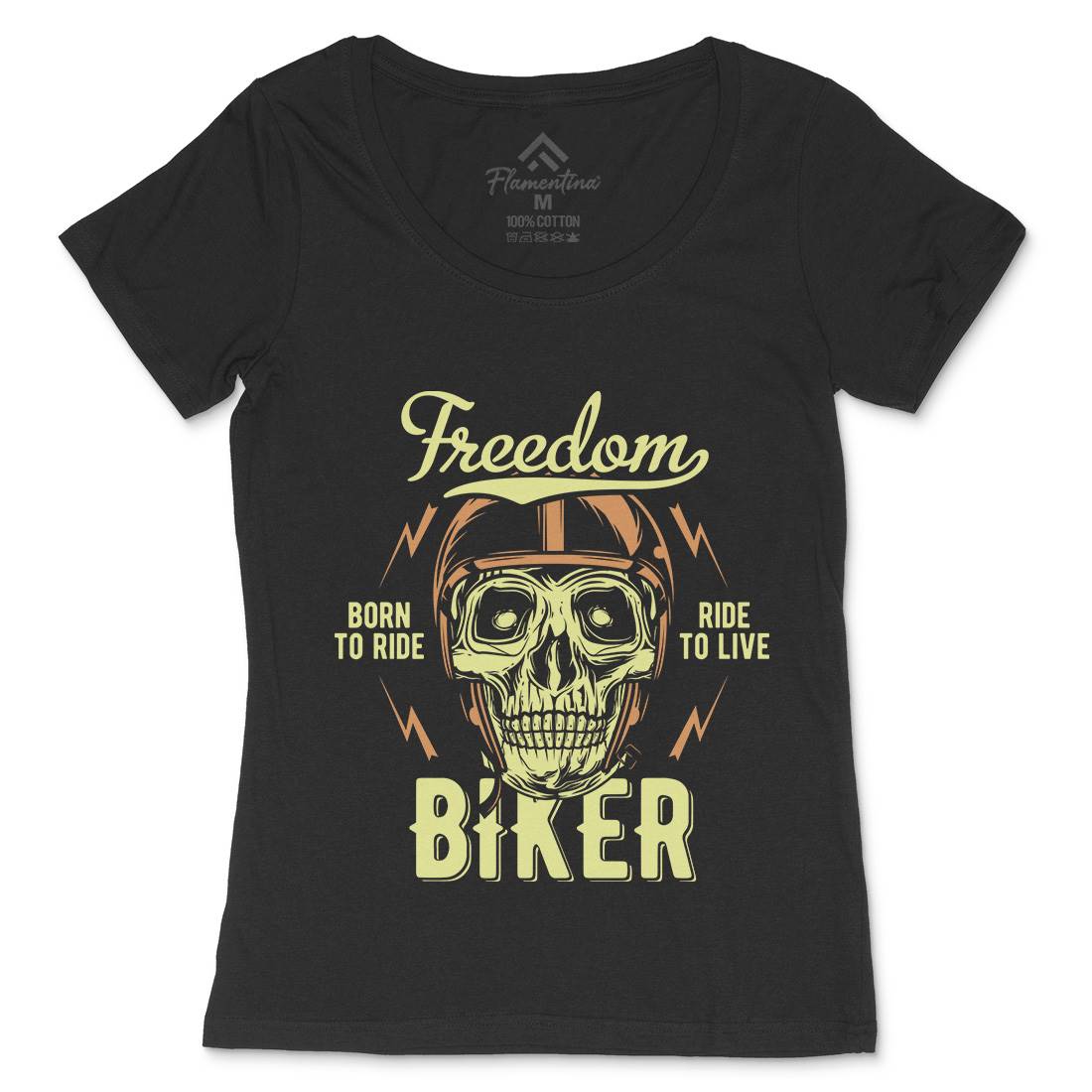 Freedom Biker Womens Scoop Neck T-Shirt Motorcycles B848