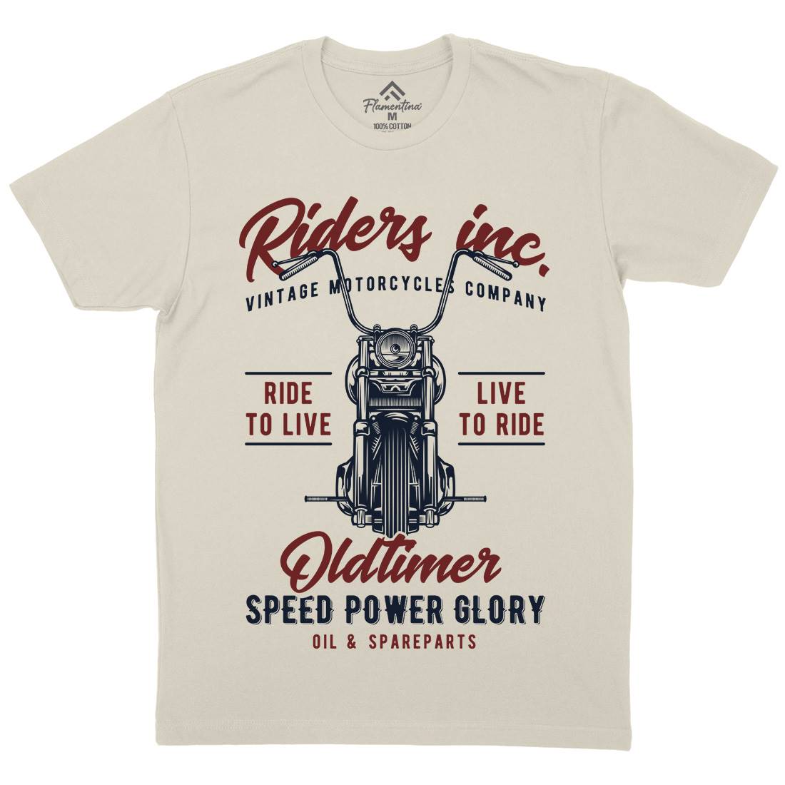 Oldtimer Mens Organic Crew Neck T-Shirt Motorcycles B849