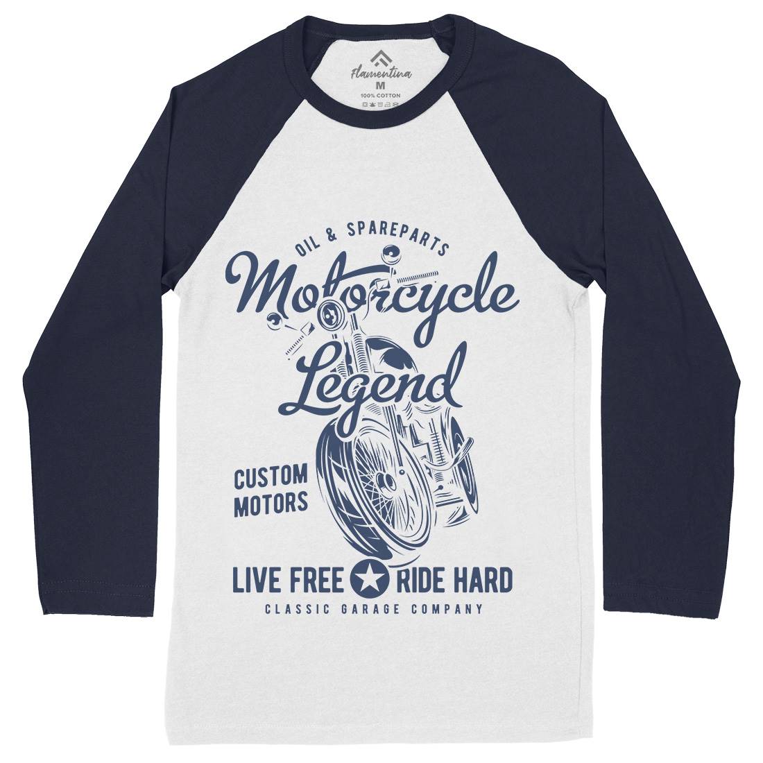 Legend Mens Long Sleeve Baseball T-Shirt Motorcycles B854