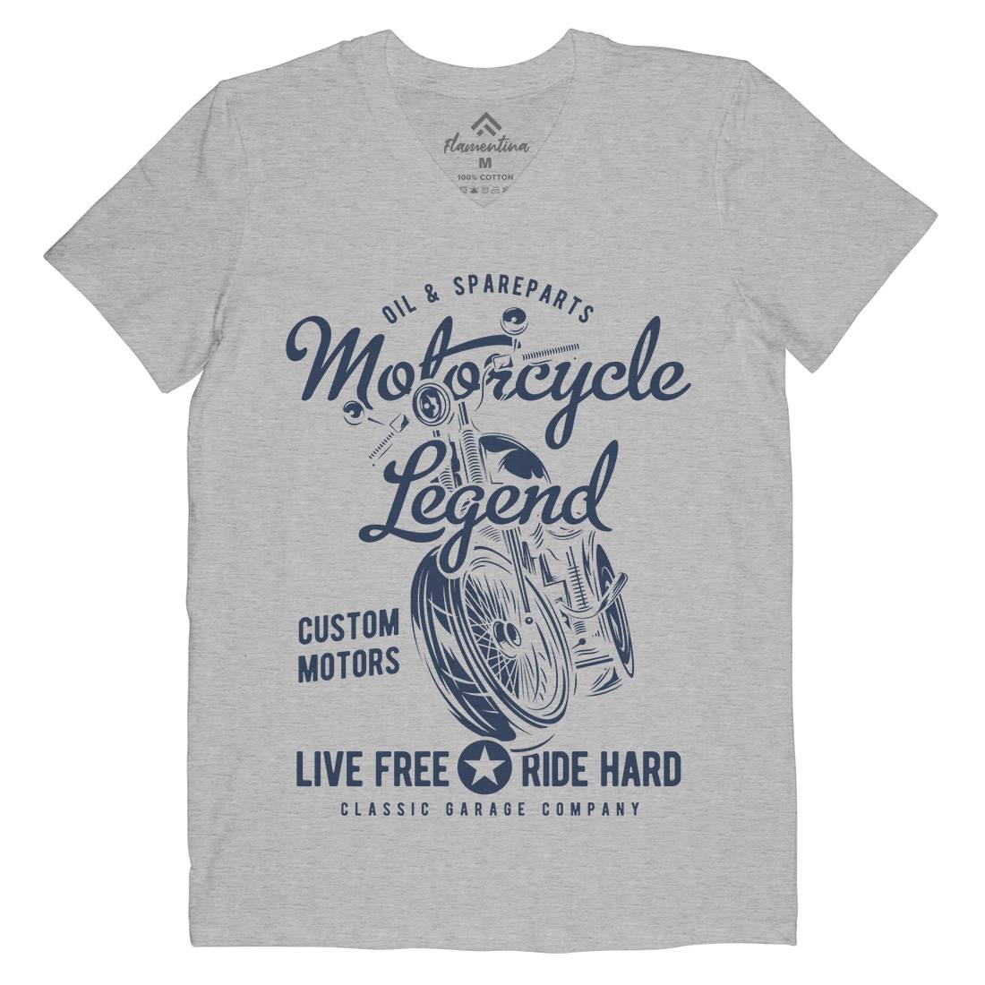 Legend Mens V-Neck T-Shirt Motorcycles B854