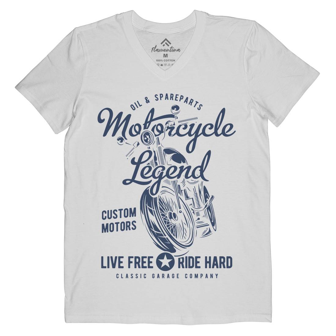 Legend Mens Organic V-Neck T-Shirt Motorcycles B854
