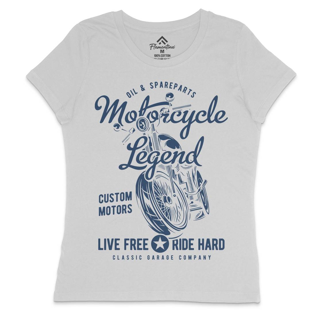 Legend Womens Crew Neck T-Shirt Motorcycles B854