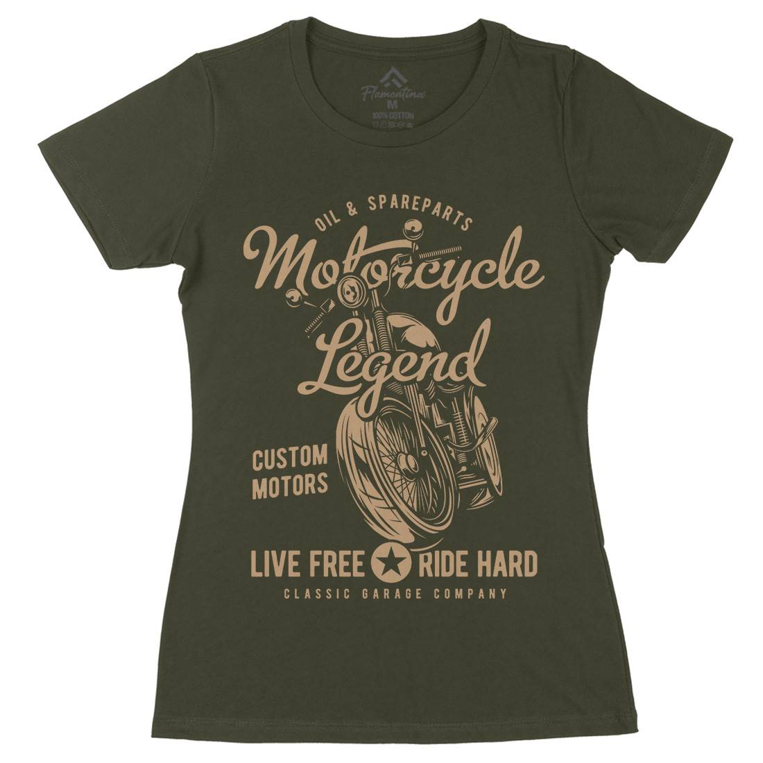 Legend Womens Organic Crew Neck T-Shirt Motorcycles B854