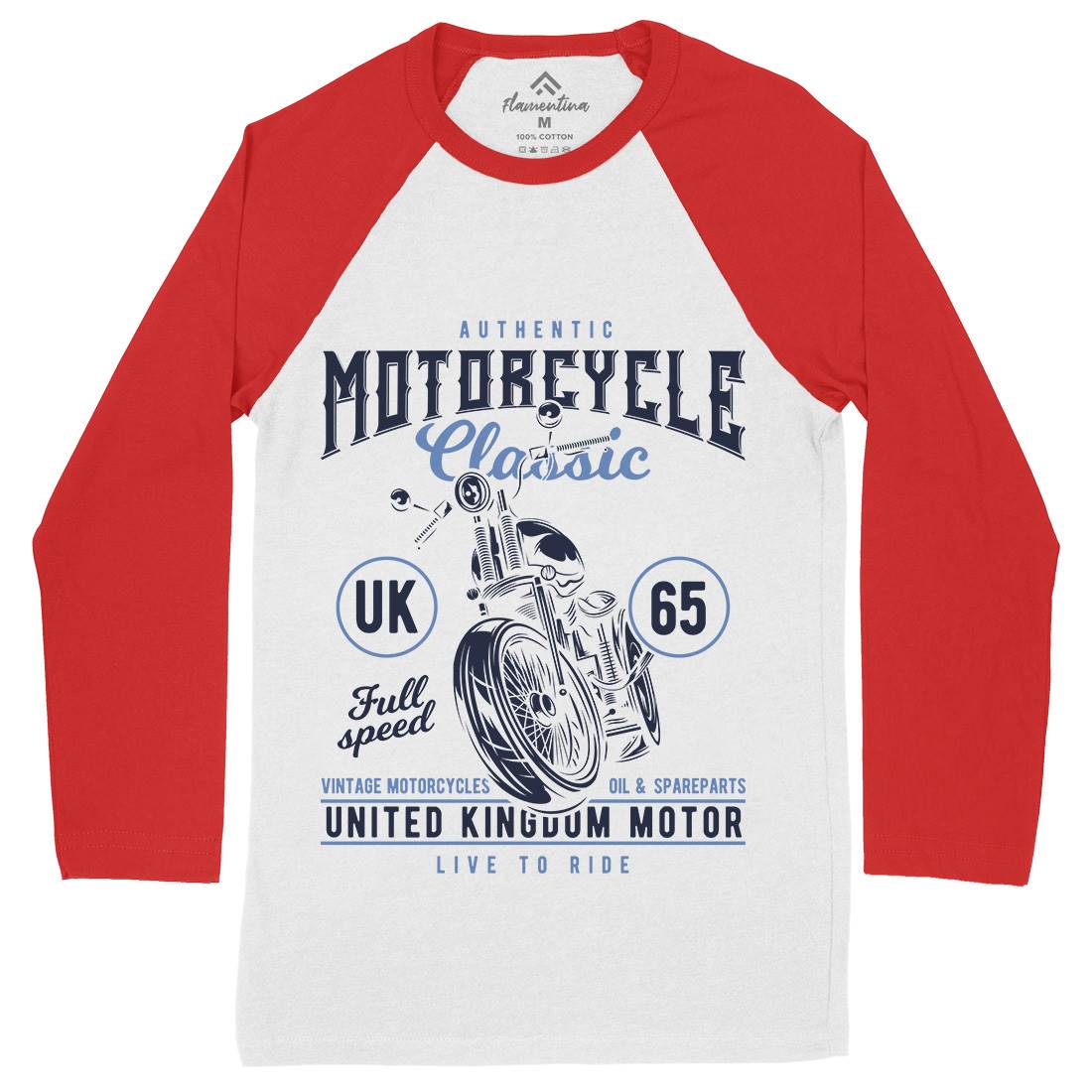 Classic Mens Long Sleeve Baseball T-Shirt Motorcycles B855