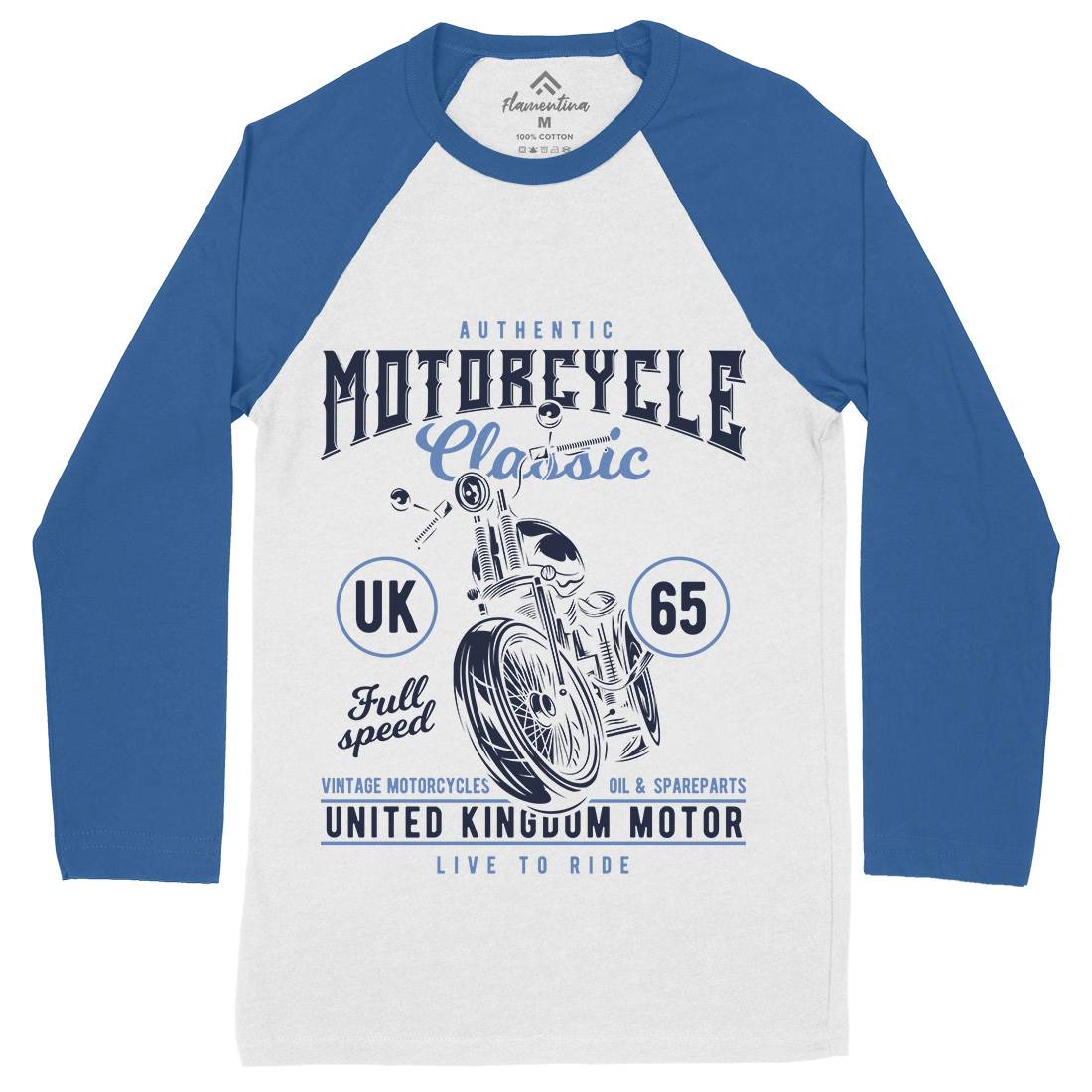 Classic Mens Long Sleeve Baseball T-Shirt Motorcycles B855