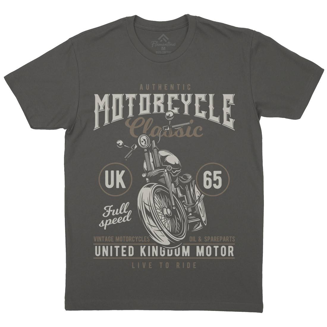 Classic Mens Organic Crew Neck T-Shirt Motorcycles B855