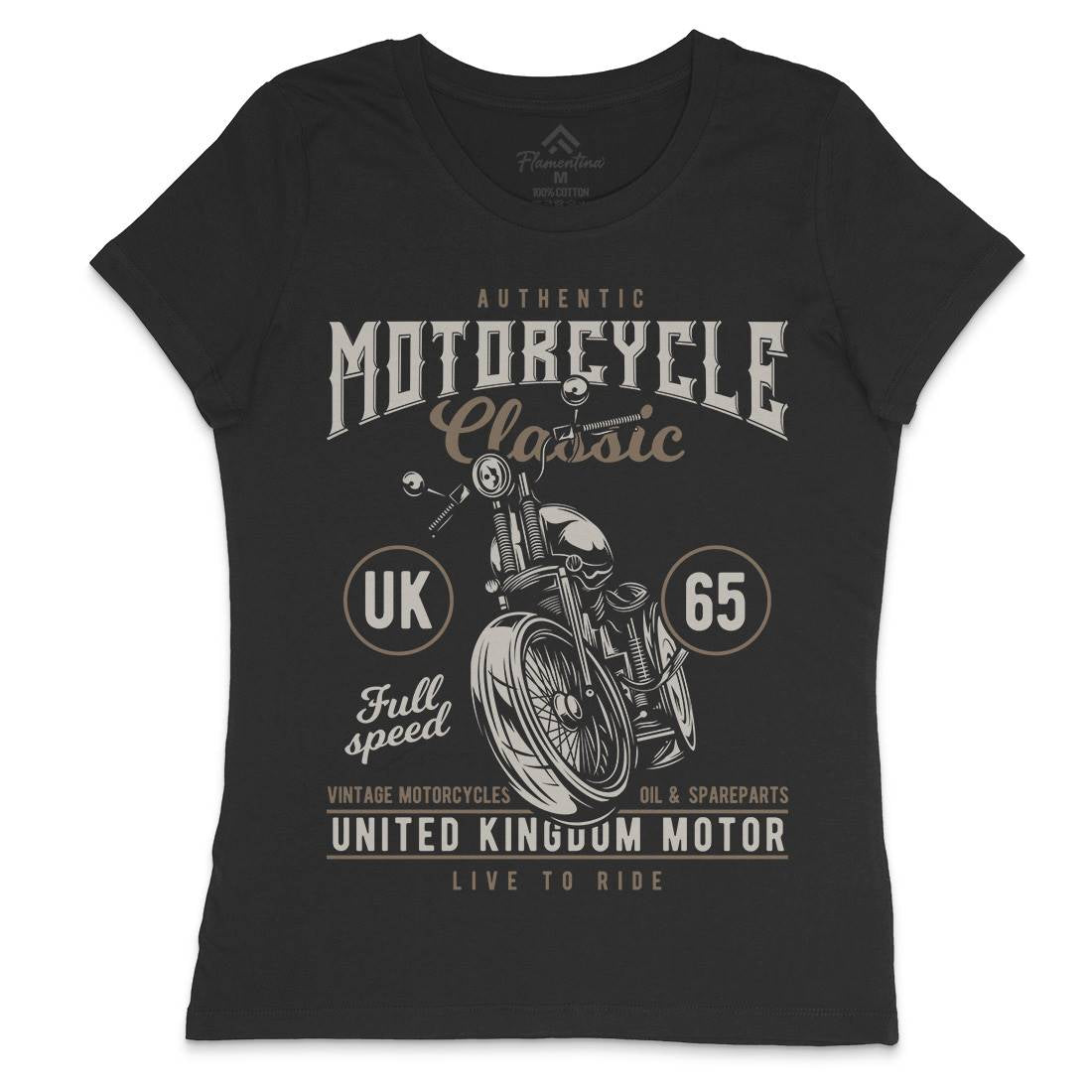 Classic Womens Crew Neck T-Shirt Motorcycles B855